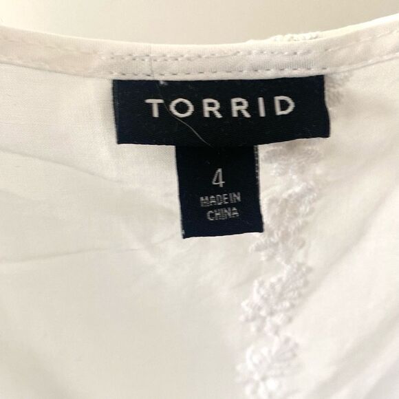 Torid White Button-Down Long Sleeve Dress Lined Slip Embroidered XXL Cottagecore - Picture 7 of 13